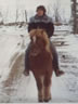 Skrekkur and Christine out for a winter tölt in 1982.